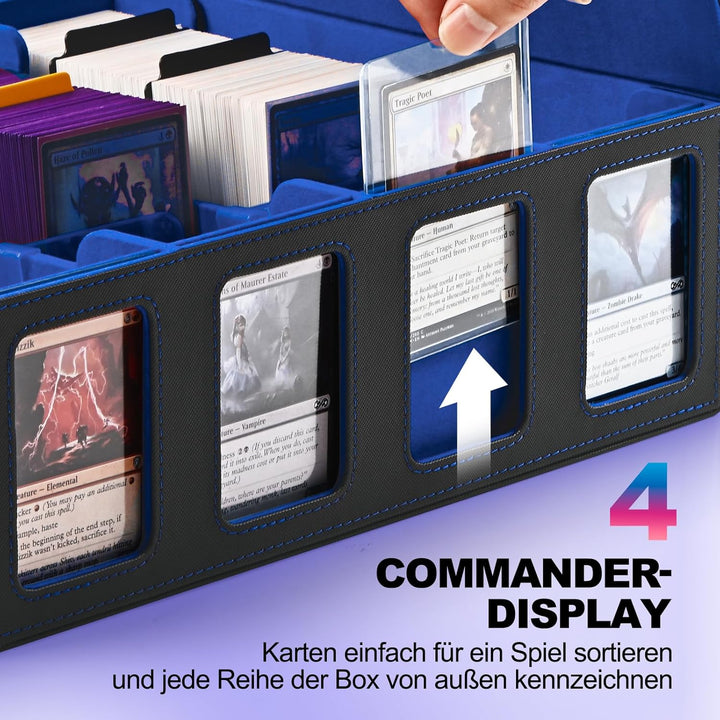 Trading Card Storage Box für Commander Display, 2400+ MTG Deck Box mit 4 Top Loaders, TCG Card Case