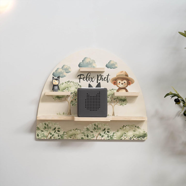 Geschenkfreude Personalisiertes Toniebox Regal für Kinderzimmer - Kinder Wandregal für Tonie Hörfigu