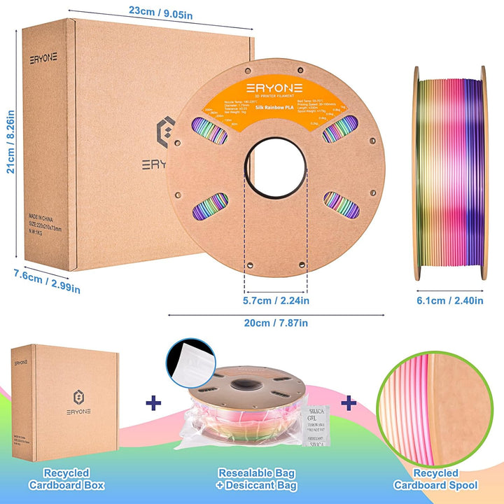 ERYONE Ultra Shiny Silk PLA Filament voor 3D Druker, PLA Filament 1.75mm, +/- 0,03mm,1kg 1 Spule, Mu