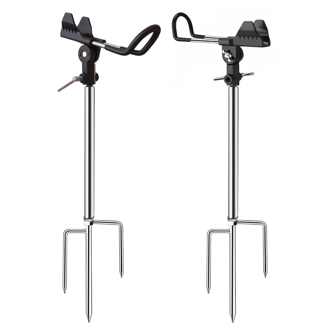 Rutenhalter, 2 Stück Angelrutenhalter Edelstahl, 360° Verstellbar, Tragbar Abnehmbar Universal Ruten
