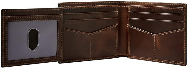 Fossil mens Derrick Travel Accessory Bi Fold Wallet, Dunkelbraun, 11.43 cm L x 1.6 W 9.22 H EU, Dunk