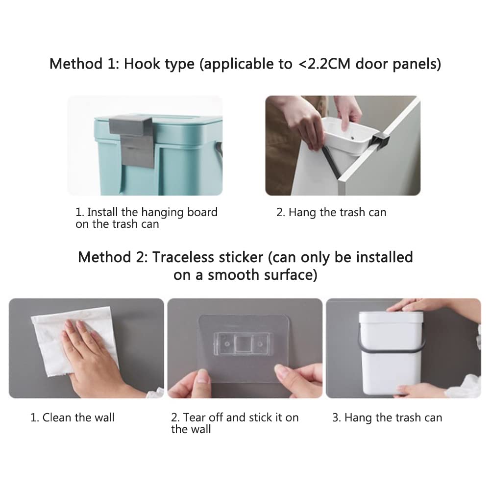 Kleiner Mülleimer mit Deckel, 3L Küchenmülleimer, Kompostbehälter, Mülleimer Küche Unterschrank, Bio