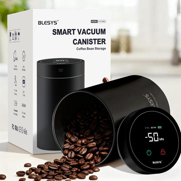 BLESYS Smarter Kaffee Vakuumbehälter Luftdichter, Automatischer Lebensmittelbehälter aus Edelstahl m