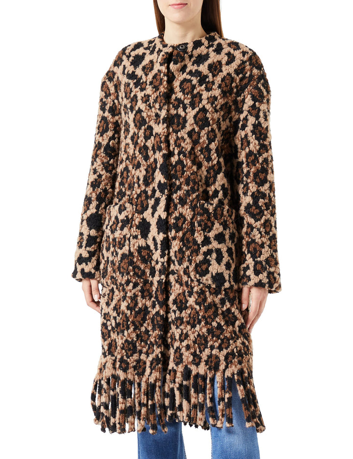 Replay Damen Wollmischungs-Mantel M 020 Brown/Black/Nut, M 020 Brown/Black/Nut