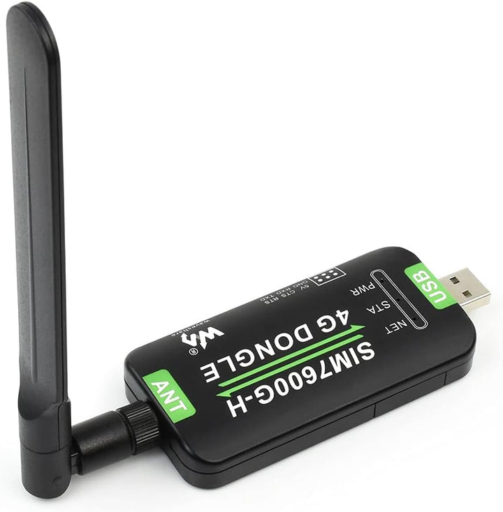 Waveshare SIM7600G-H 4G DONGLE with Antenna,Supports Global Band,Industrial Grade 4G Communication a