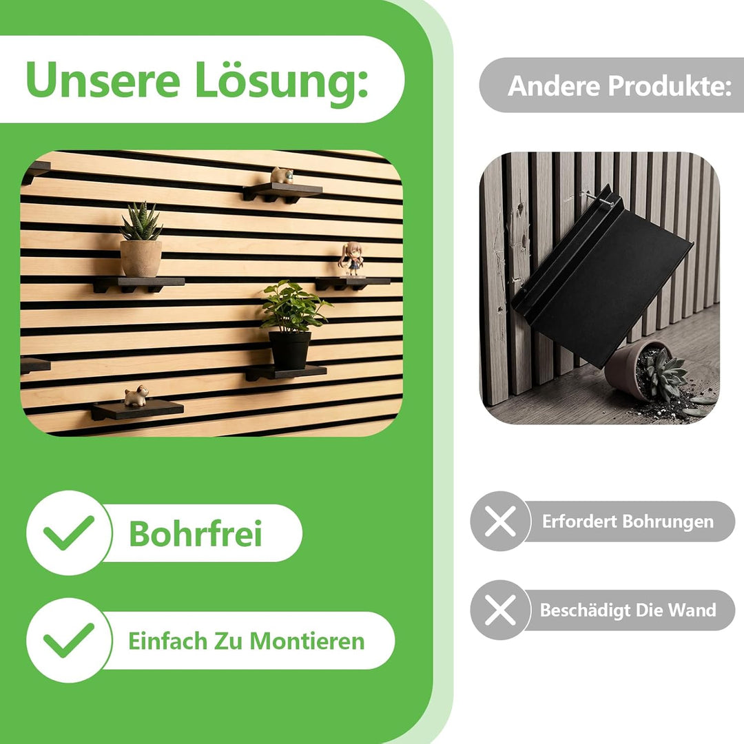 Hysagtek Regal für Akustikpaneel - 2 Stück Zubehör Akustikpaneele Ohne Bohren, Schwarze Paneele Zube