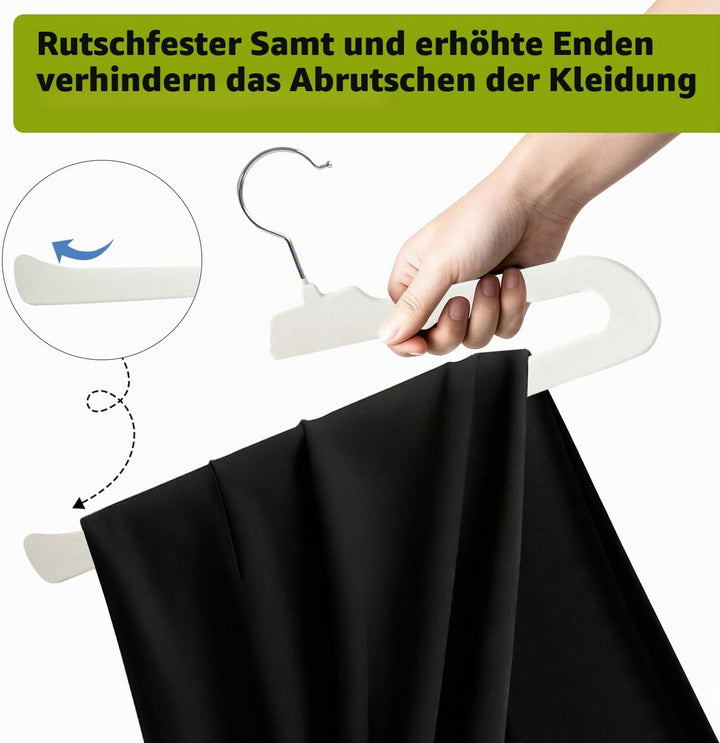 ManGotree rutschfeste Samt-Hosenbügel, Filz-Jeansbügel mit Offenen Enden für Kleiderschrank-Organize