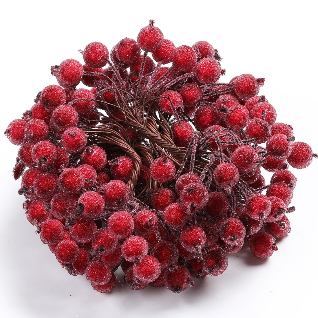 Künstliche Stechpalmenbeeren, Drahtstiele, künstliche Blumen, Dekoration, 200 Stück, 12 mm, Mini-Wei