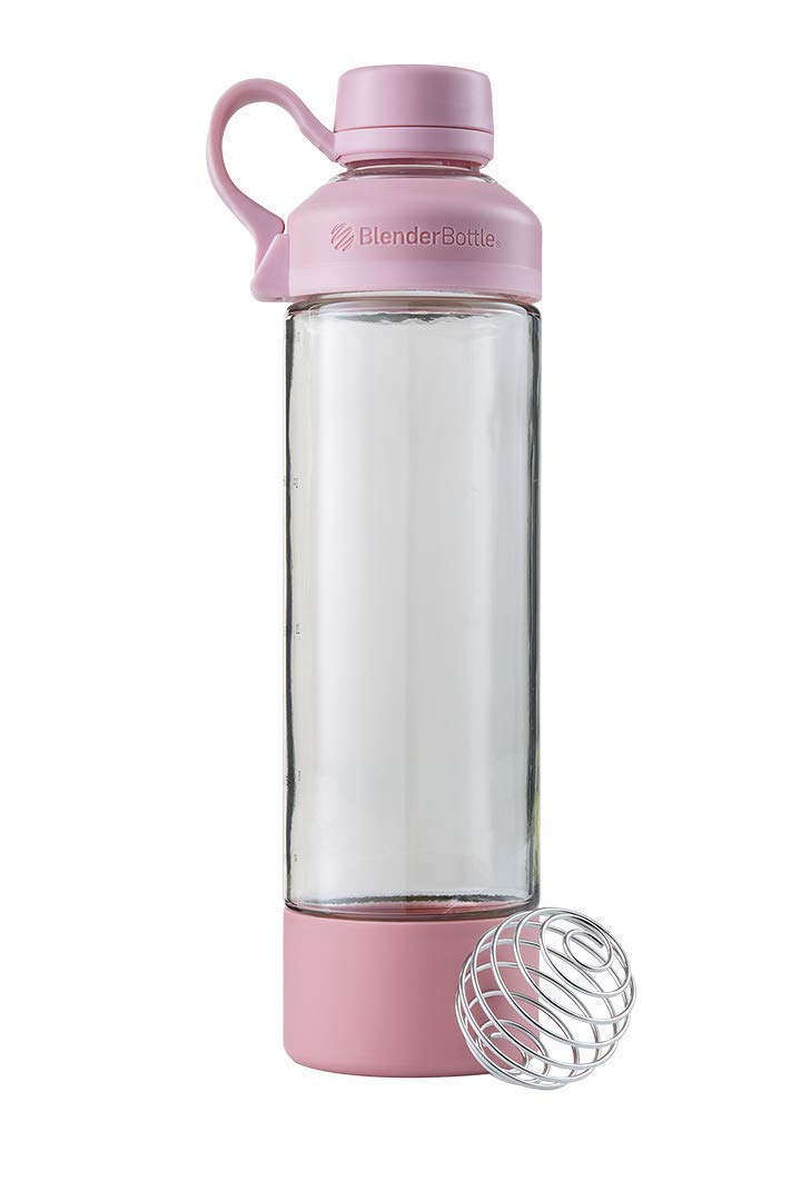 BlenderBottle Mantra Glas Trinkflasche, mit Trinköffnung aus Glas und BlenderBall, geeignet als Yoga