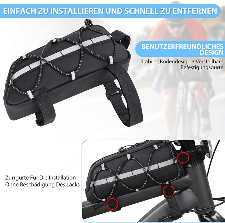 Vordere Packtasche,Rahmentasche,2 in 1 Wasserfest & Reflektierend Geeignet Geeignet für Fahrräder un