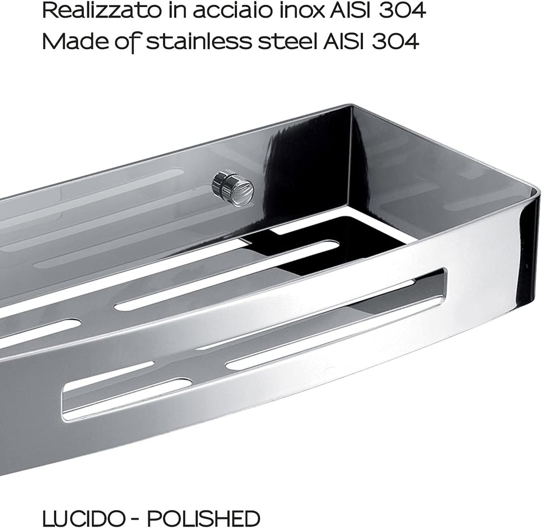 GEDY G-Hanoi Rechteckiger Duschkorb aus Edelstahl 304 mit Chrom-Finish, Design R&S Gedy, Masse 4,5 x