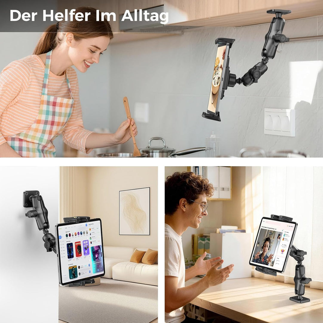 OHLPRO Tablet Halterung Auto aus Aluminium mit Hochleistungs Bohrerbasis, LKW iPad Halter mit 2-Stuf