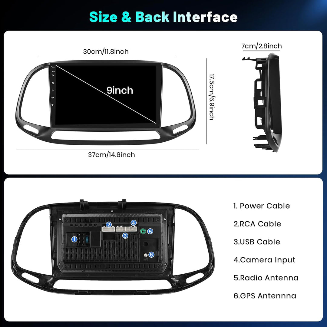 Hikity 4+64GB Android 15 Autoradio für FIAT Doblo/Yeni Kasa 2015 Mit Wireless Carplay Android Auto,