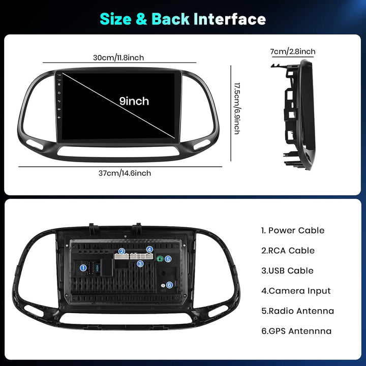 Hikity 4+64GB Android 15 Autoradio für FIAT Doblo/Yeni Kasa 2015 Mit Wireless Carplay Android Auto,