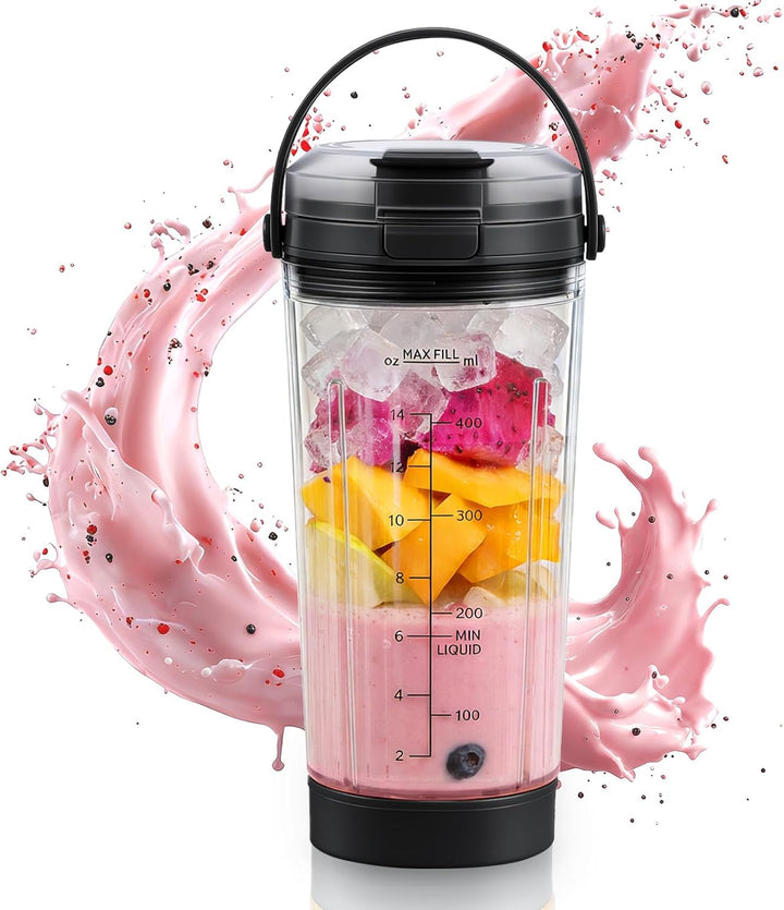 Mixgefäss kompatibel mit Ninja Blast Tragbarer Mixer, 530ml Mixbecher mit Trink- und Auslaufsicherer