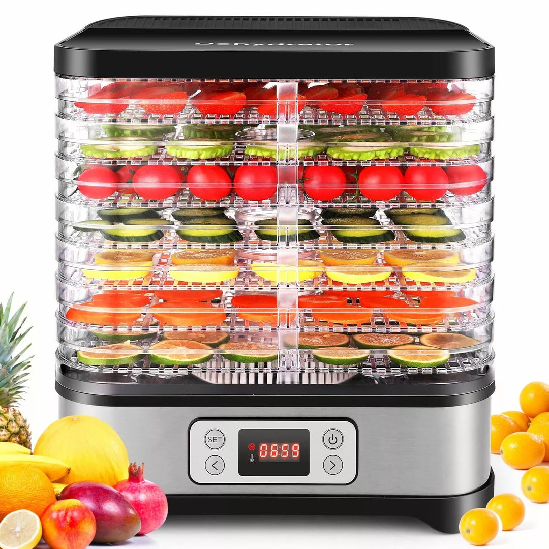 Nictemaw Dörrautomat Edelstahl, 400W Dörrgerät Dehydrator Dörrapparat mit 8 Einlegefächer, Temperatu