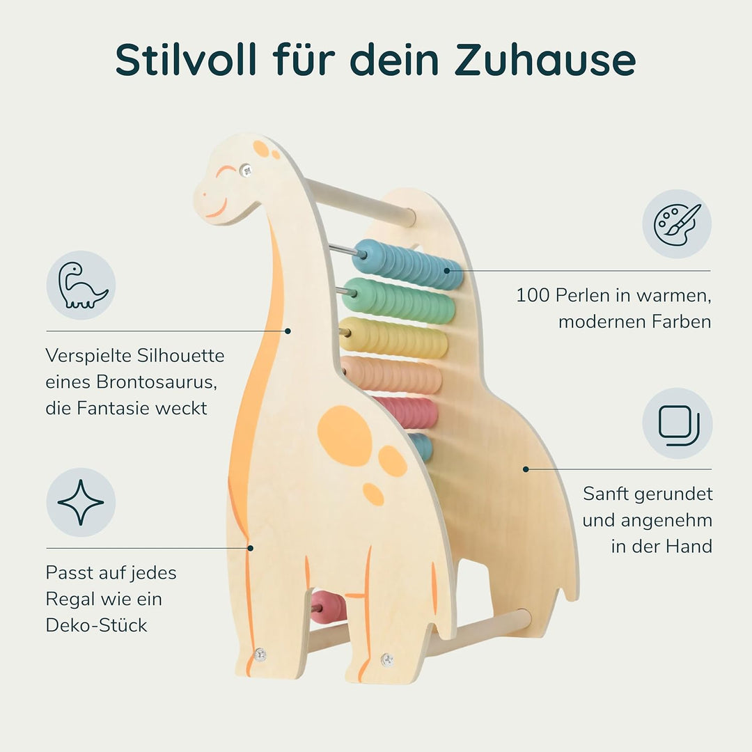 Twig & Leaf Rechenschieber für Kinder aus Holz, Dinosaurier Abakus Montessori Spielzeug zum Rechnen