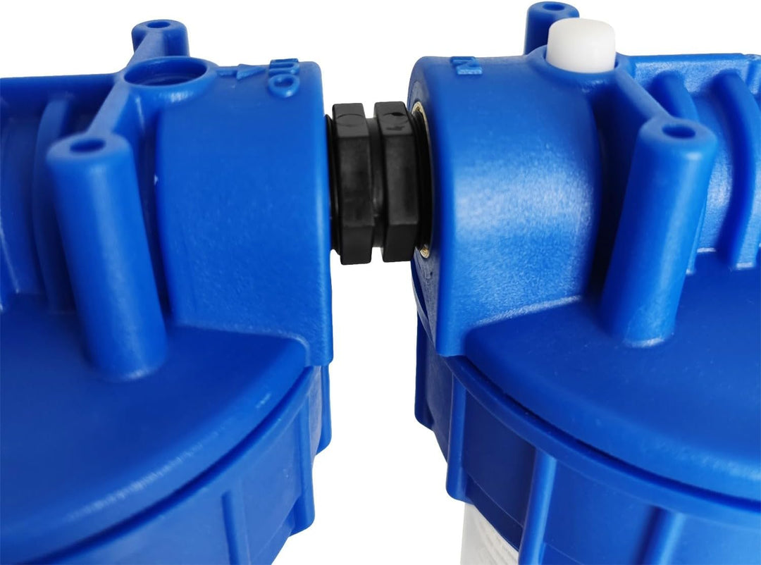 Doppelter Wasserfilterhalter 9"3/4 20/27f Mit 20µm Sediment Und Aktivkohlekartusche