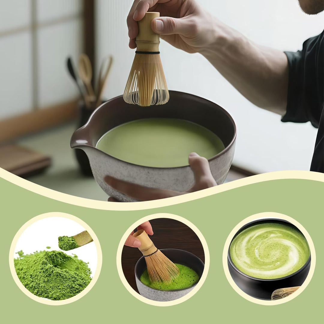 7PCS Matcha Set, matcha bowl,matcha besen halter,bambusbesen,löffel,Bambusschaufel,Peitschenhalter,B