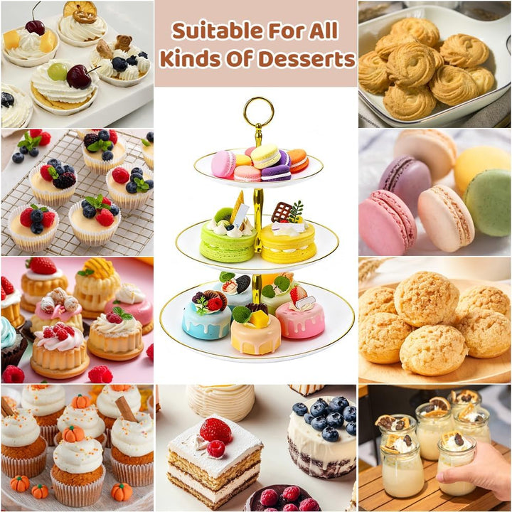 2er Set Tortenständer Etagere 3 Etagen Ø14.5/19.5/24.5cm Muffin Ständer Cupcake Halter Rund Kuchenst