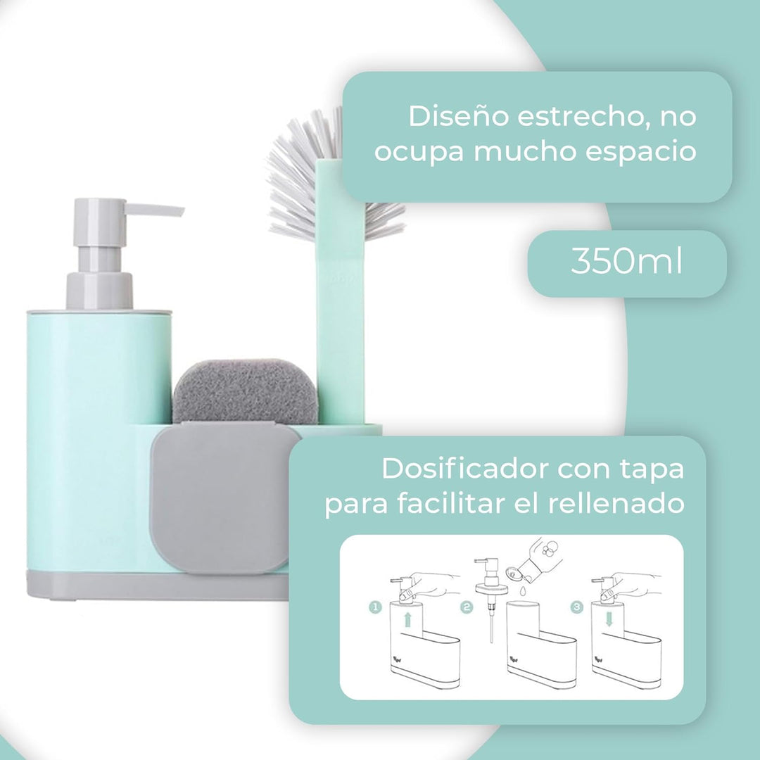 Vigar Monobloc Spülbecken Organizer mit Seifenspender, 4 Stück 4 Stück Türkis, 4 Stück Türkis
