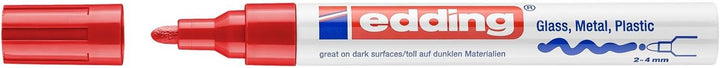 edding 750 Glanzlackmarker - rot - 10 Lackmarker - Rundspitze 2-4 mm - Lackstift für Glas, Stein, Ho