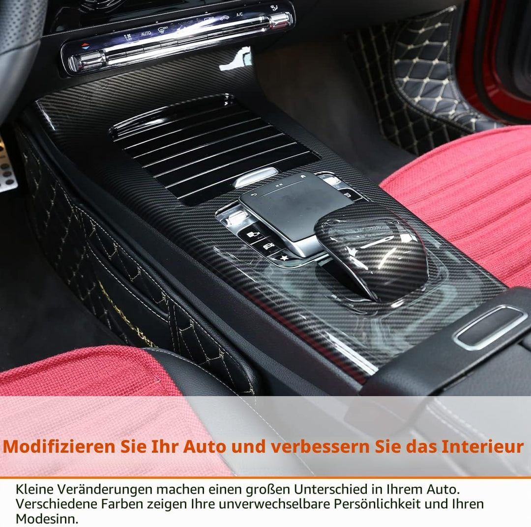 DIYUCAR Kohlefaser-Stil ABS Auto Mittelkonsole Schutz Rahmen Verkleidung für Benz A Klasse W177 2019