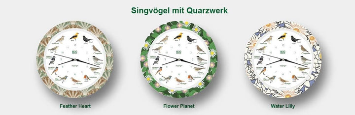 KOOKOO Singvögel Quarzwerk Feather Heart, Die Singende Vogeluhr, ist eine Uhr mit 12 heimischen Sing