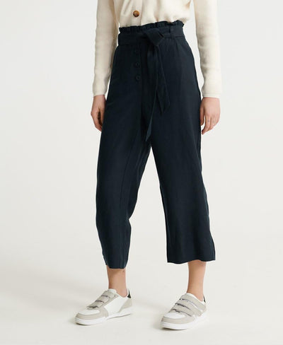 Superdry Damen Eden Linen Trouser Hose, Blau (Atlantic Navy Gkv)