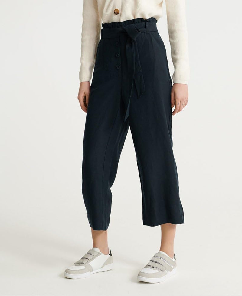 Superdry Damen Eden Linen Trouser Hose, Blau (Atlantic Navy Gkv)