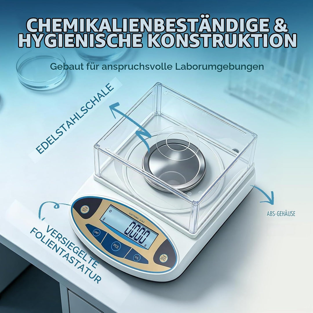 Bonvoisin 500gx0,001g Elektronische Analysenwaage Hochpräzises Laborwaage 1 mg Präzisionswaage mit W
