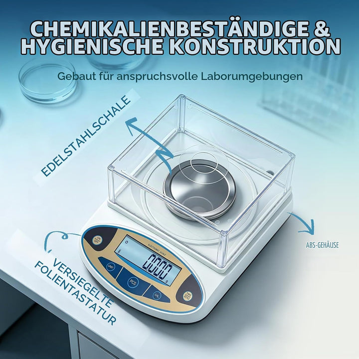 Bonvoisin 500gx0,001g Elektronische Analysenwaage Hochpräzises Laborwaage 1 mg Präzisionswaage mit W