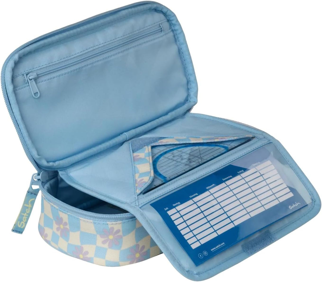 Satch Schlamperbox extra gross inkl. Trennfach Reissverschlussfach Stiftehalter Geodreieck Sichtfens