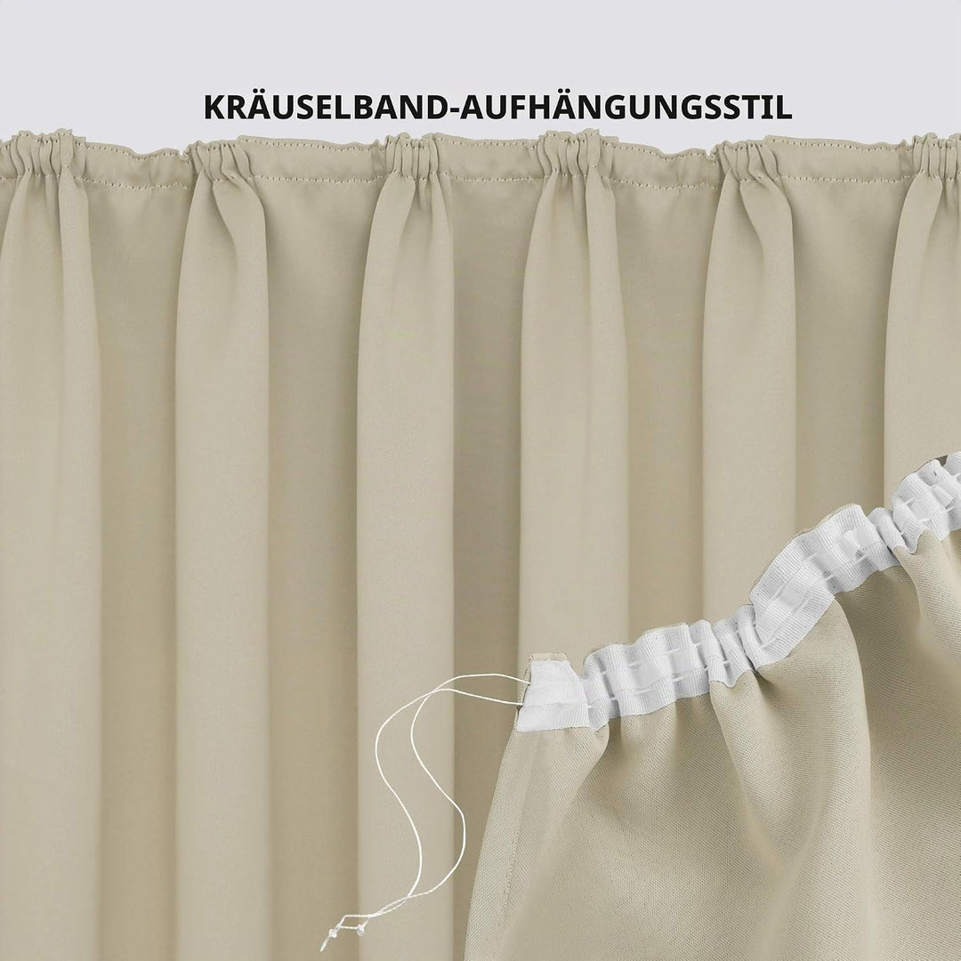 Deconovo Blickdichte Vorhänge Gardinen Verdunkelungsvorhang Kräuselband Winter Wärmehaltung, 220x140