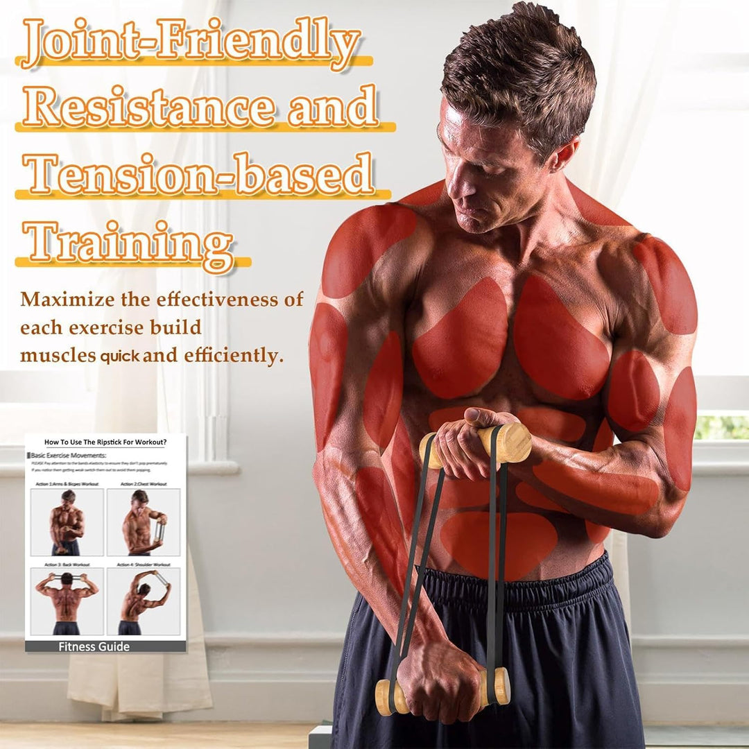 Premium Wooden Rip Stick for Shoulder & Resistance Training | Adjustable Full-body Muscle Building B