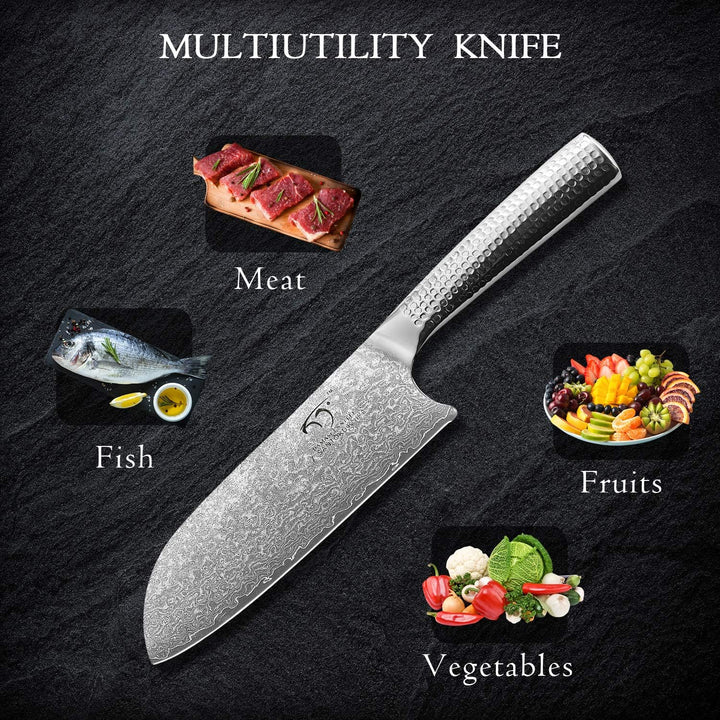 NANFANG BROTHERS Damaskus Küchenmesser Set, Messerse mit Kochmesser, Santoku Messer und Schälmesser,