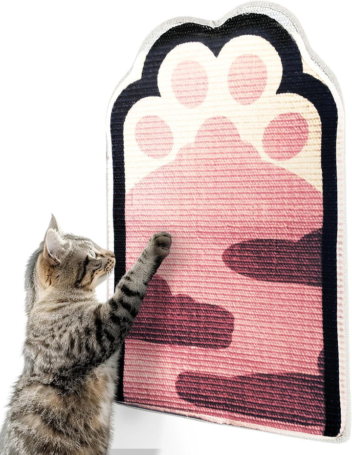 Lukamoo® Kratzmatte für Katzen, 61 x 40,6 cm, Wandmontage, Kratzbaum für Indoor-Katzen (rosa Pfoten)