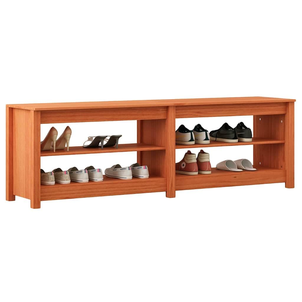 vidaXL Schuhbank mit Regal mit Speicher Wachsbraun 160 x 36,5 x 50 cm, Stylische Flurmöbel, rechteck
