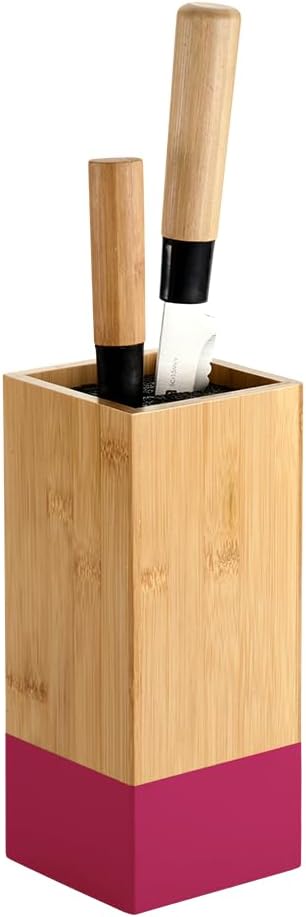 KESPER | Messerblock, Material: Bambus, Kunststoff, Masse: 10 x 10 cm, H: 23 cm, Farbe: Braun, Beere