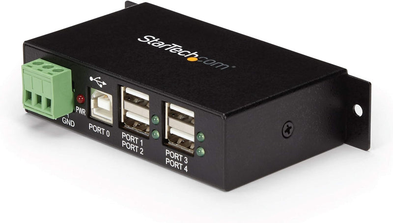 StarTech.com 4 Port USB 2.0 Hub - Industrieller USB-A Hub aus Metall - Hutschienen/Wand/Tischmontage