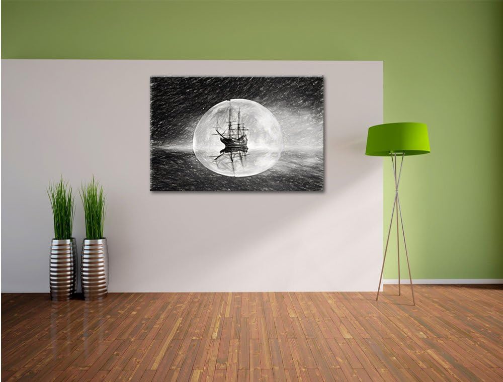 Pixxprint Geisterschiff im Weltall Kunst als Leinwandbild/Grösse: 100x70 / Wandbild/Kunstdruck/ferti