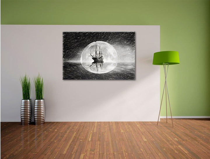 Pixxprint Geisterschiff im Weltall Kunst als Leinwandbild/Grösse: 100x70 / Wandbild/Kunstdruck/ferti