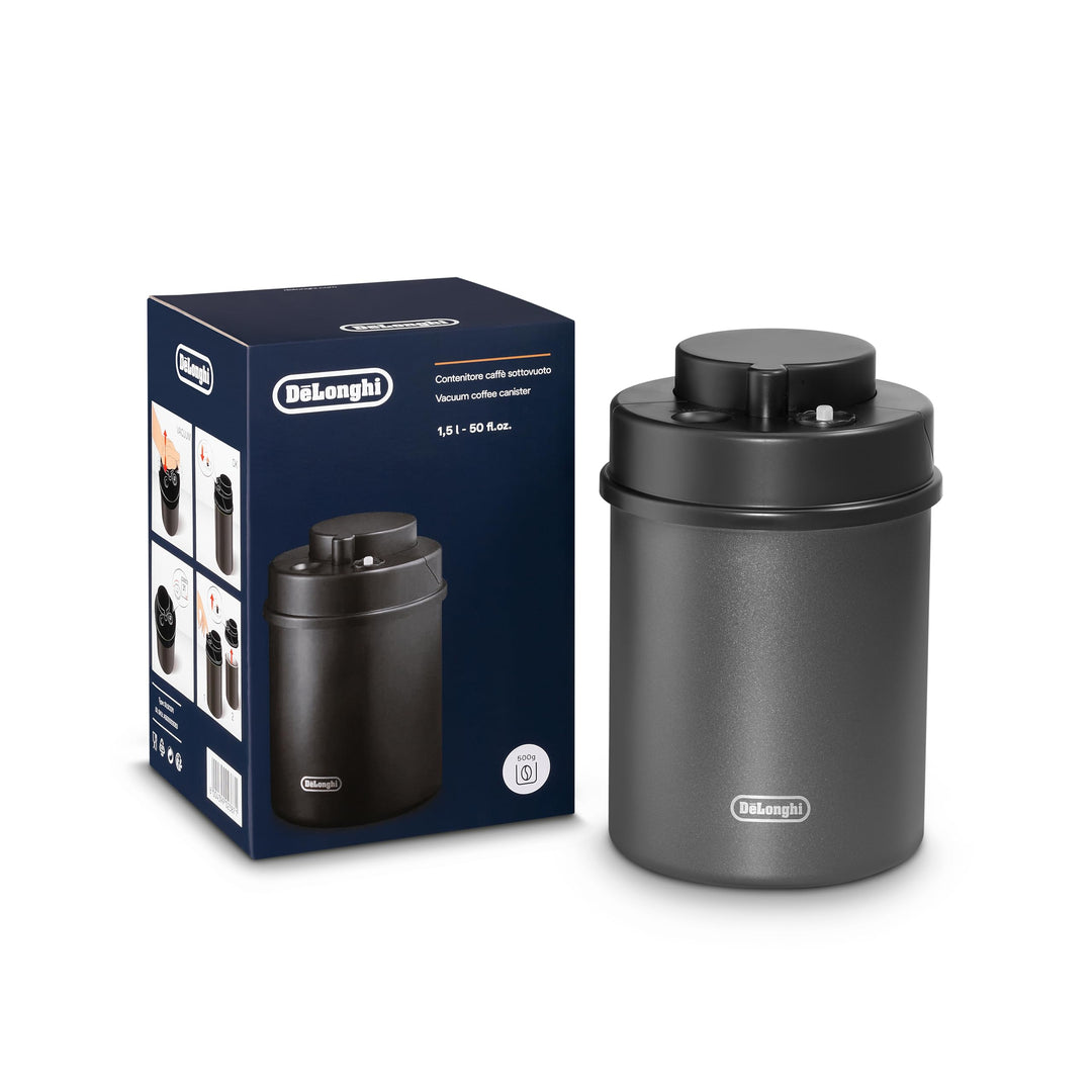 De'Longhi Vakuum-Kaffeebehälter DLSC071 – 1,5 L, Manuelle Versiegelung, Elegantes Design aus Schwarz