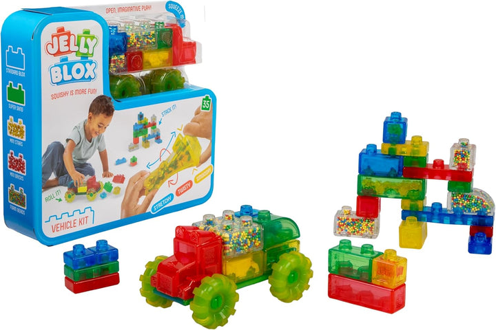 GOLIATH Jelly BLOX - Vehicle Kit, Bauspielzeug ab 2 Jahren, mit 35 Sensorische Bausteine, Konstrukti