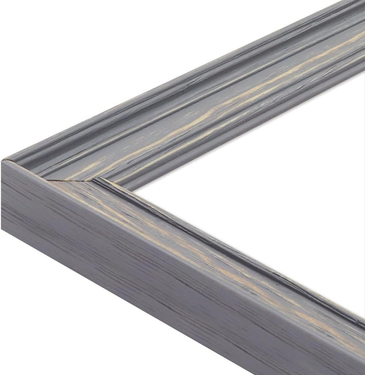 WANDStyle Bilderrahmen Grau, gemasert 24x30 cm aus Holz im Landhaus-Stil zum Aufhängen, Fotorahmen M