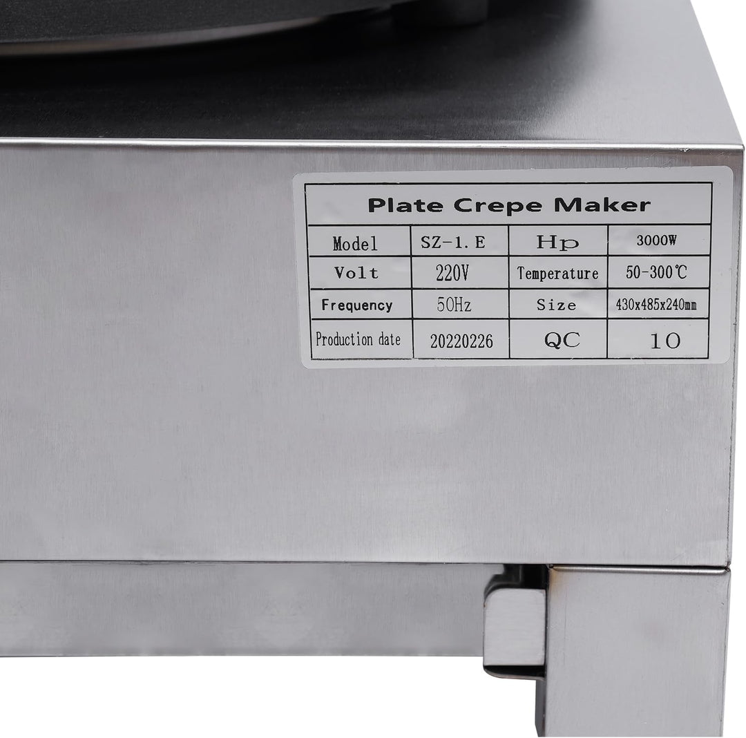 Crepes Maker, 3000W Professional Crepesgerät mit Holzverteiler, Elektro Crepeseisen aus Edelstahl mi