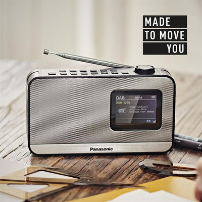 Panasonic RF-D15EG-K Tragbares DAB+/FM Digitalradio mit Bluetooth, 2,4 Zoll TFT LCD-Display, 3W 5cm