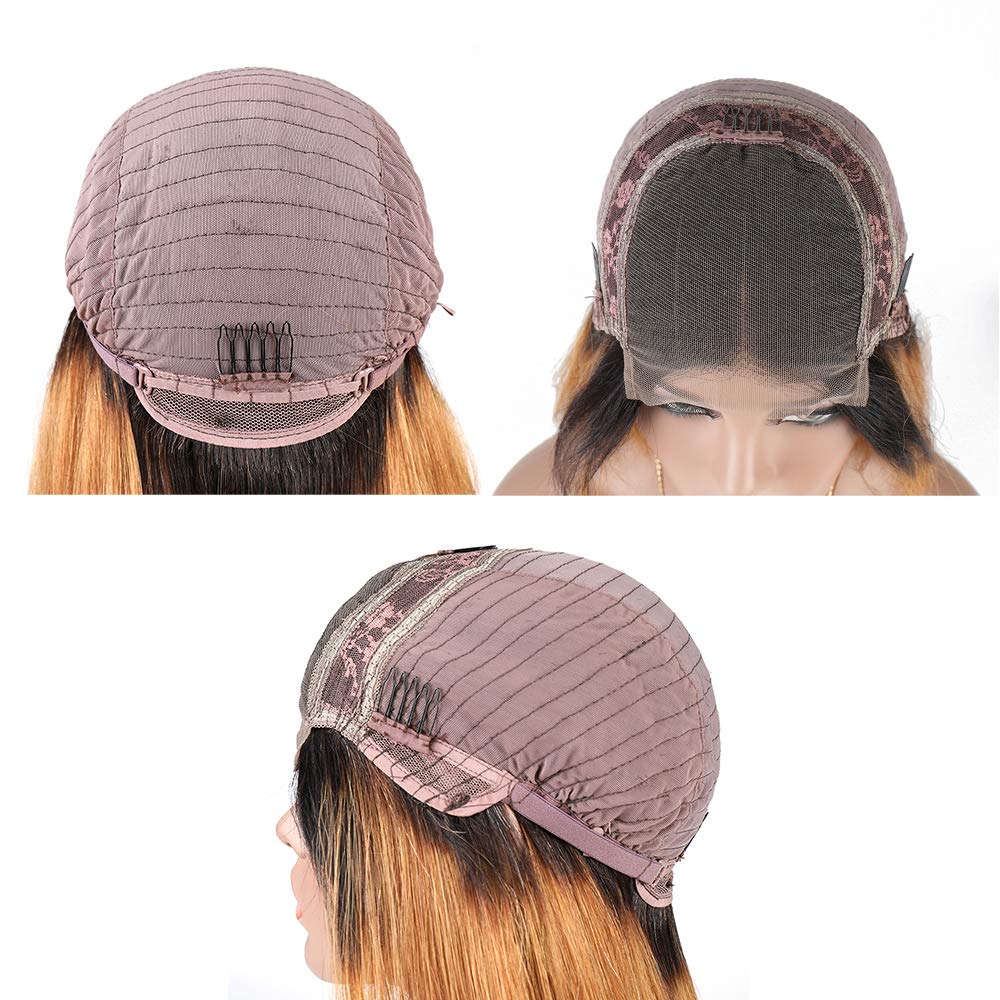 BLISSHAIR Short Bob Lace Front Perücke, Kurzer Bob Wigs 4x4 Lace Closure Human Hair Wigs 10A Brasili