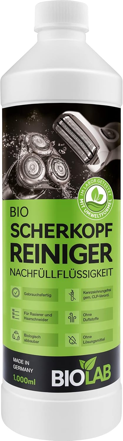 BIOLAB Bio Scherkopfreiniger (1000 ml) Nachfüllflüssigkeit für Clean & Renew, passend für Braun Seri