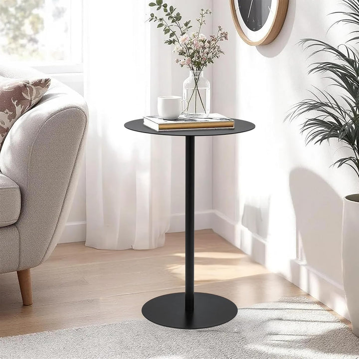 Spetebo Metall Beistelltisch rund schwarz matt - Ø 35 cm - Couchtisch im Bistrotisch Design - Wohnzi